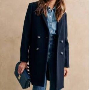 FORECASTER OF BOSTON NAVY BLACK WOOL DOUBLE BREASTED COAT 14